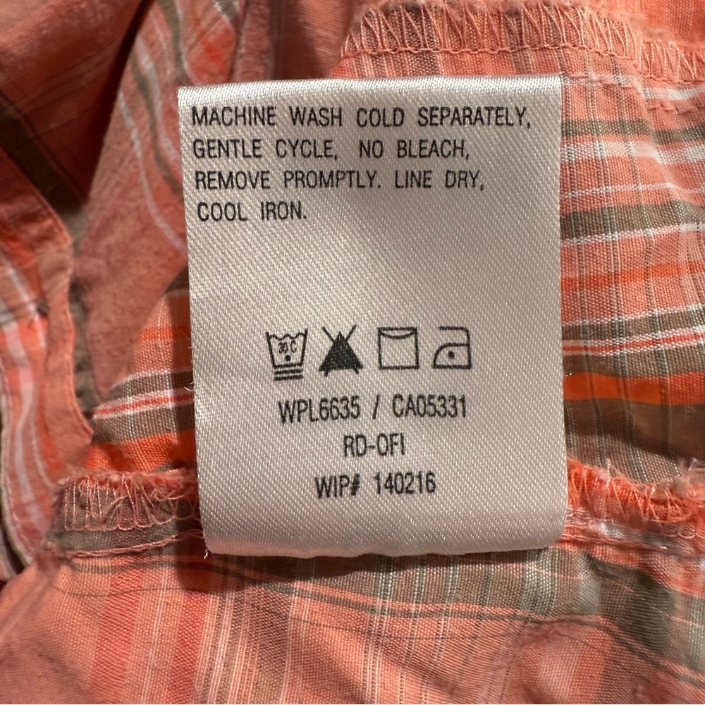 Woolrich Plaid Button-Up Short Sleeve Shirt Orange, Gorpcore Outdoors Cabin core - Picture 11 of 12